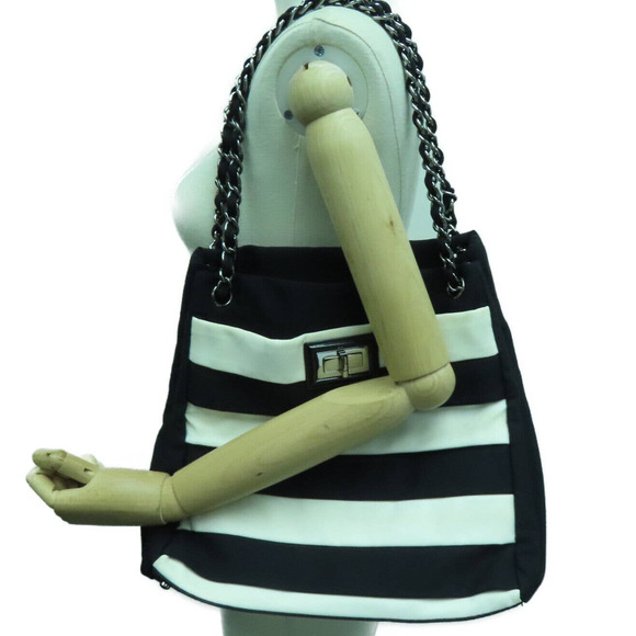 💎✨Beautiful✨💎 Chanel Black and White Striped Reissue Tote Shoulder Bag - Picture 2 of 12